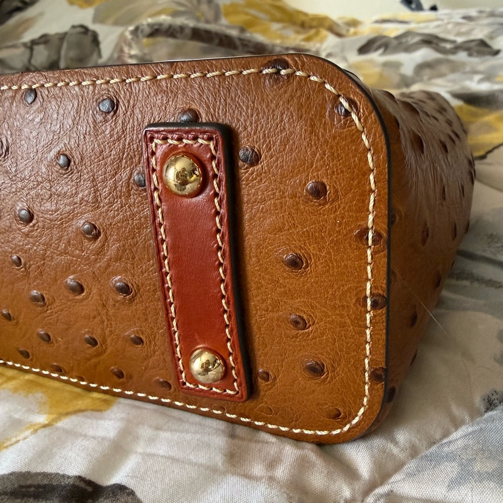 Dooney & Bourke Tan Ostrich-Embossed Tote - Picture 11 of 12
